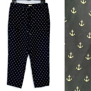 2/$30 J Crew 100% Silk Cropped Pants Navy Nautical SZ 6